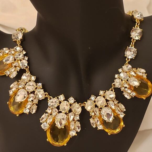 Talbots Golden Citrine Color Cluster Chunky Statement Necklace - Picture 3 of 7